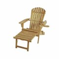Conservatorio 72 in. Oceanic Collection Adirondack Chaise Lounge Chair Foldable, Cup & Glass Holder, Natural Color CO3276127